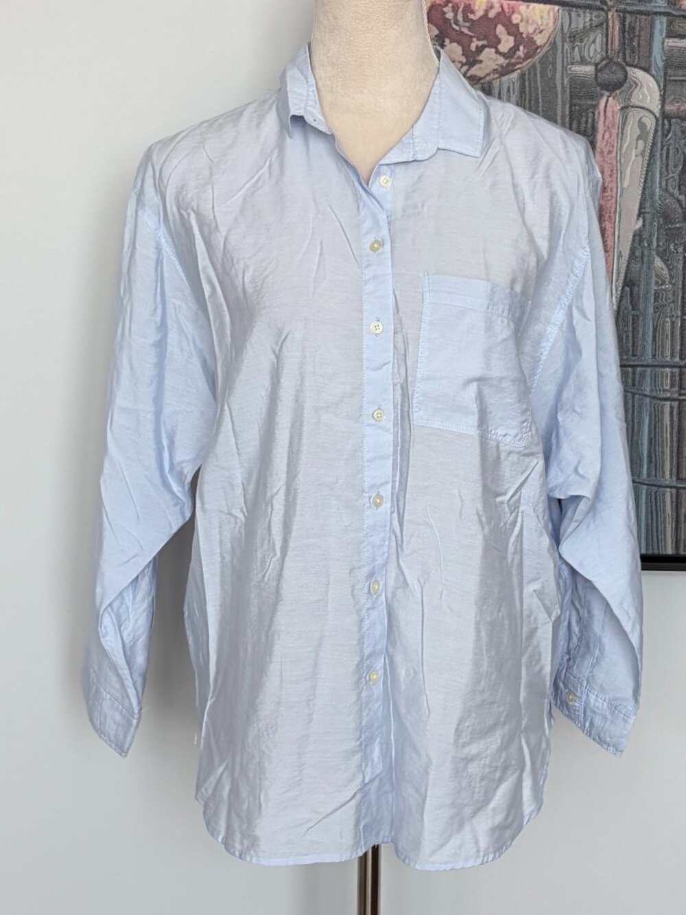 NWOT Loft Blue Oversized Button-down Shirt S